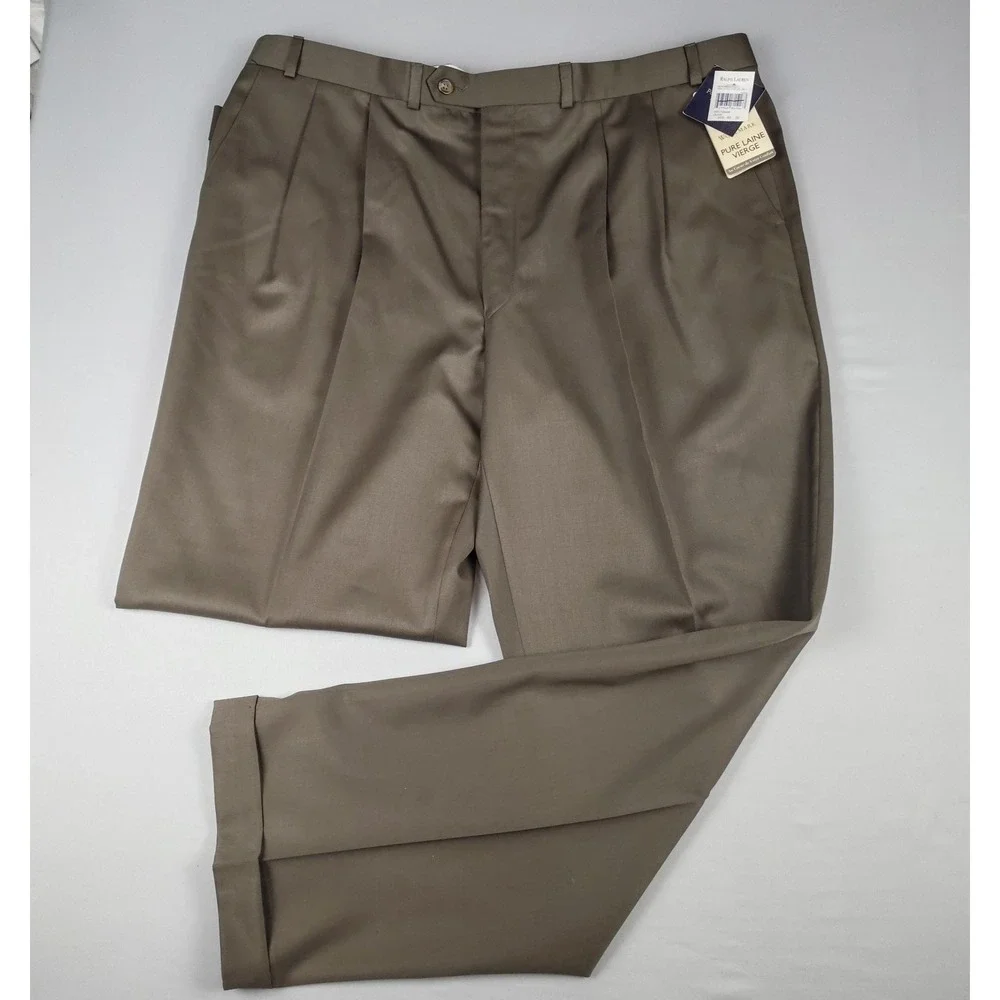 Vtg Ralph Lauren Polo University Mens 42x32 Super 100's Wool Pleated Dress Pants
